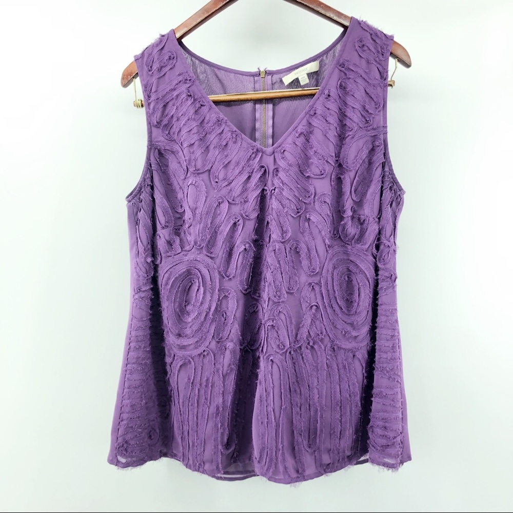 Sejour | Zip Back Raw Hem 3D Embellished Top